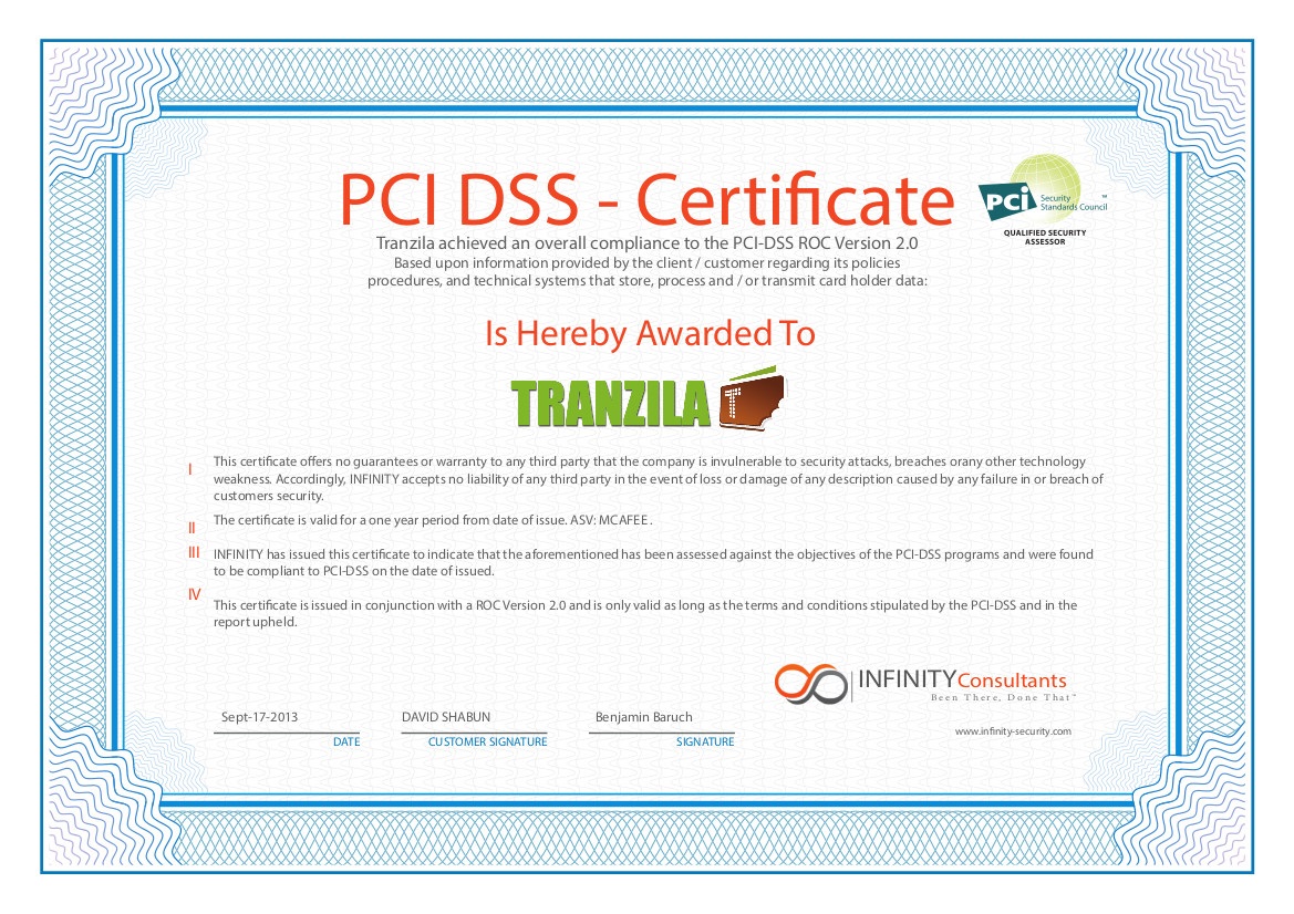 תעודת PCI לטרנזילה 2013